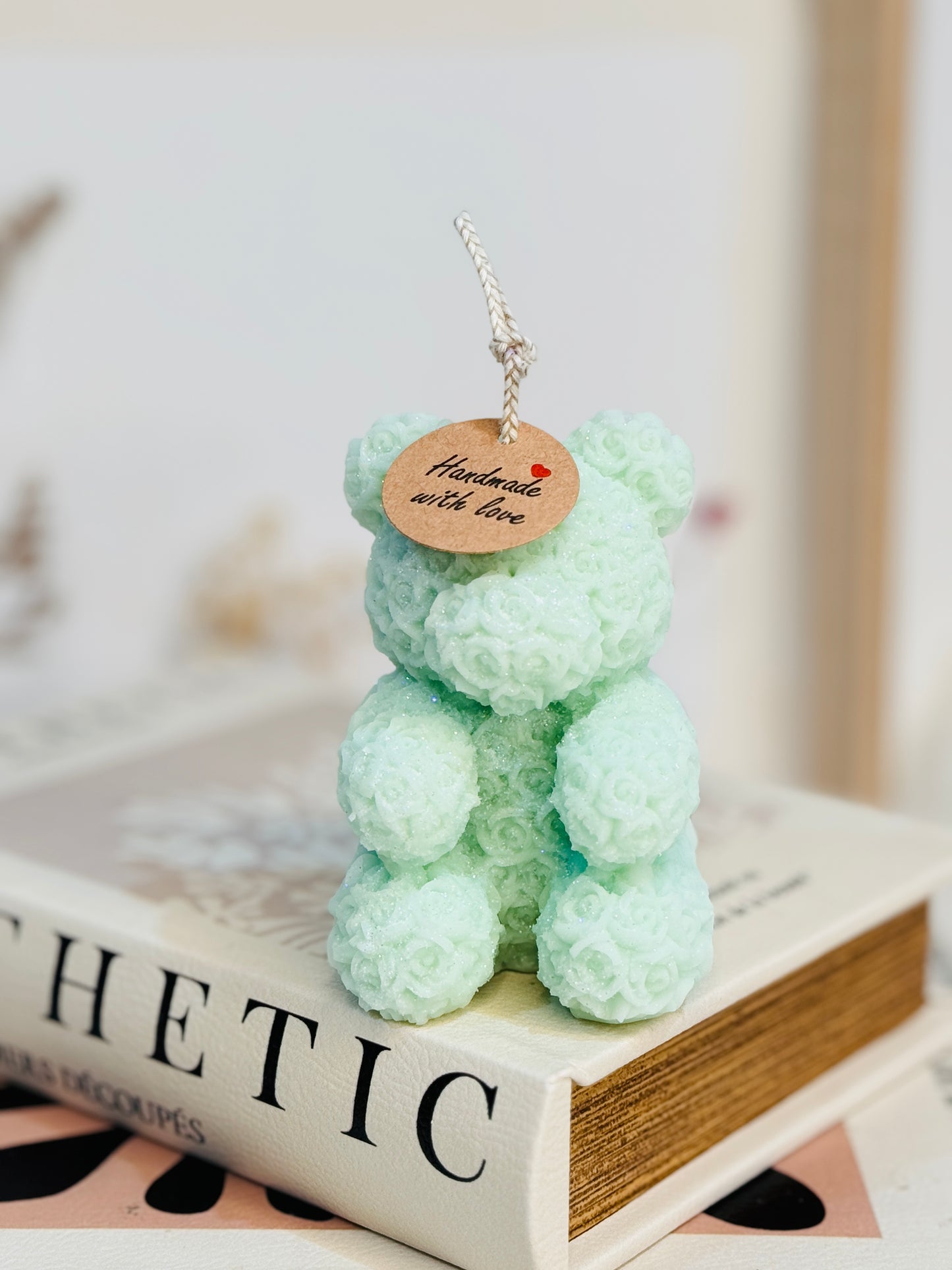 Handmade Flower Teddy Bear Scented Candle For Gifts | For Special Occassion small