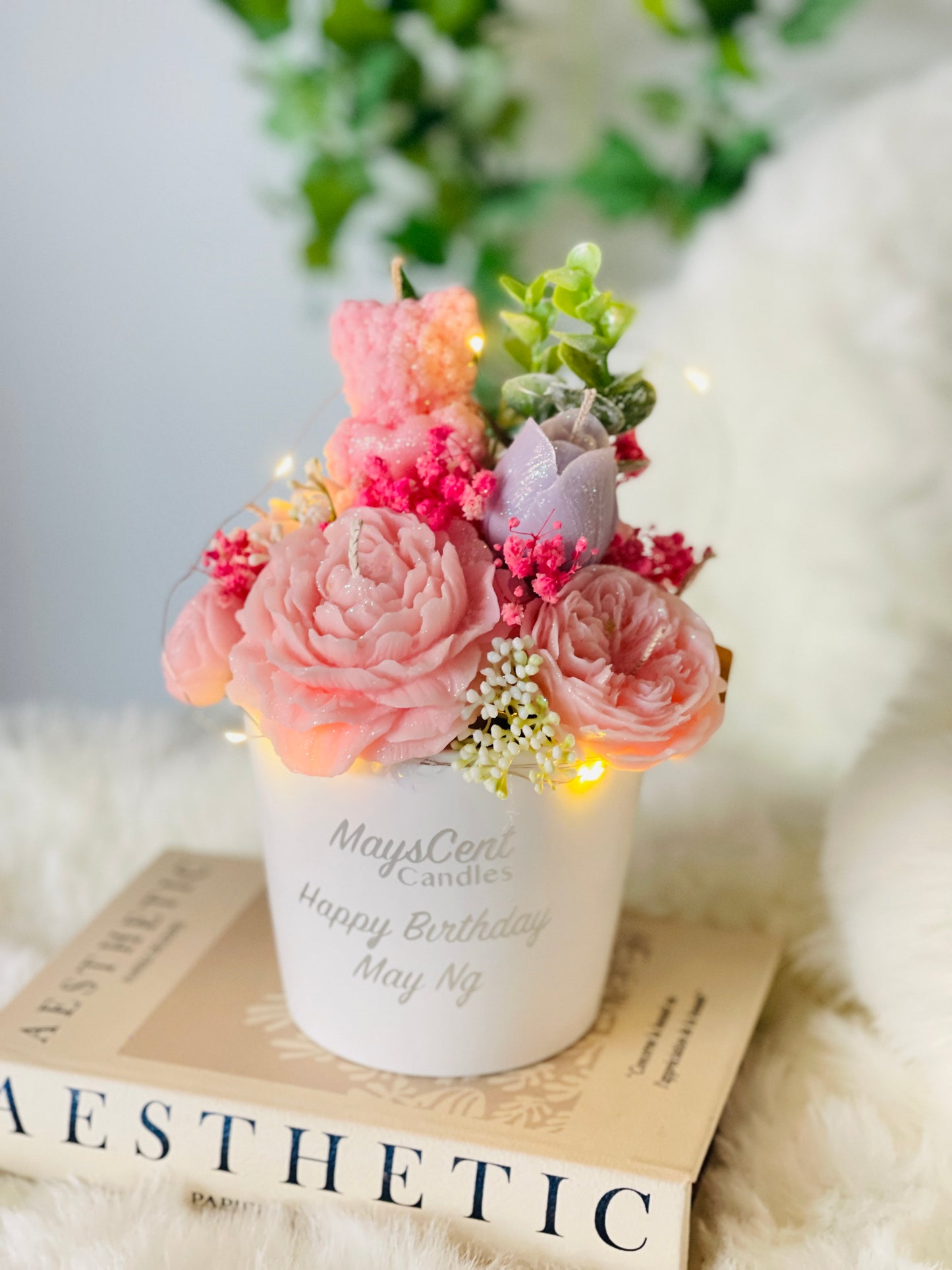 Handmade Soy Candle Flower Bouquet with scented and Personalized Gifts Candles - Perfect Gift Idea for Birthdays, Mother’s Day, International Women’s Day - Home Decor