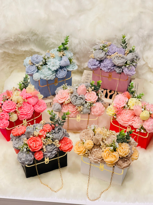 Scented Soy Pillar wax candles | Red Bag Flowers Gift | Luxury gift idea | Handmade