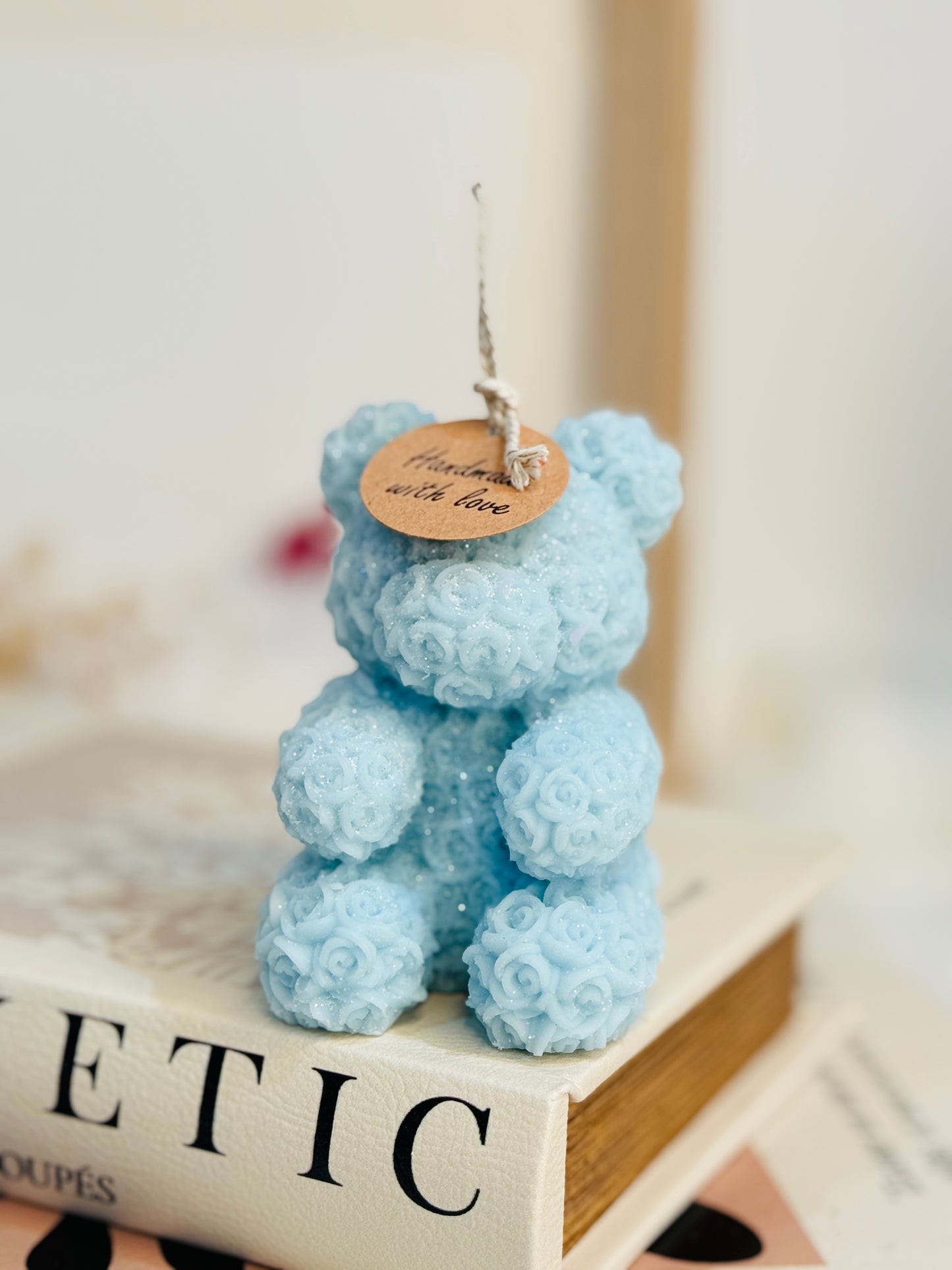 Handmade Flower Teddy Bear Scented Candle For Gifts | For Special Occassion small