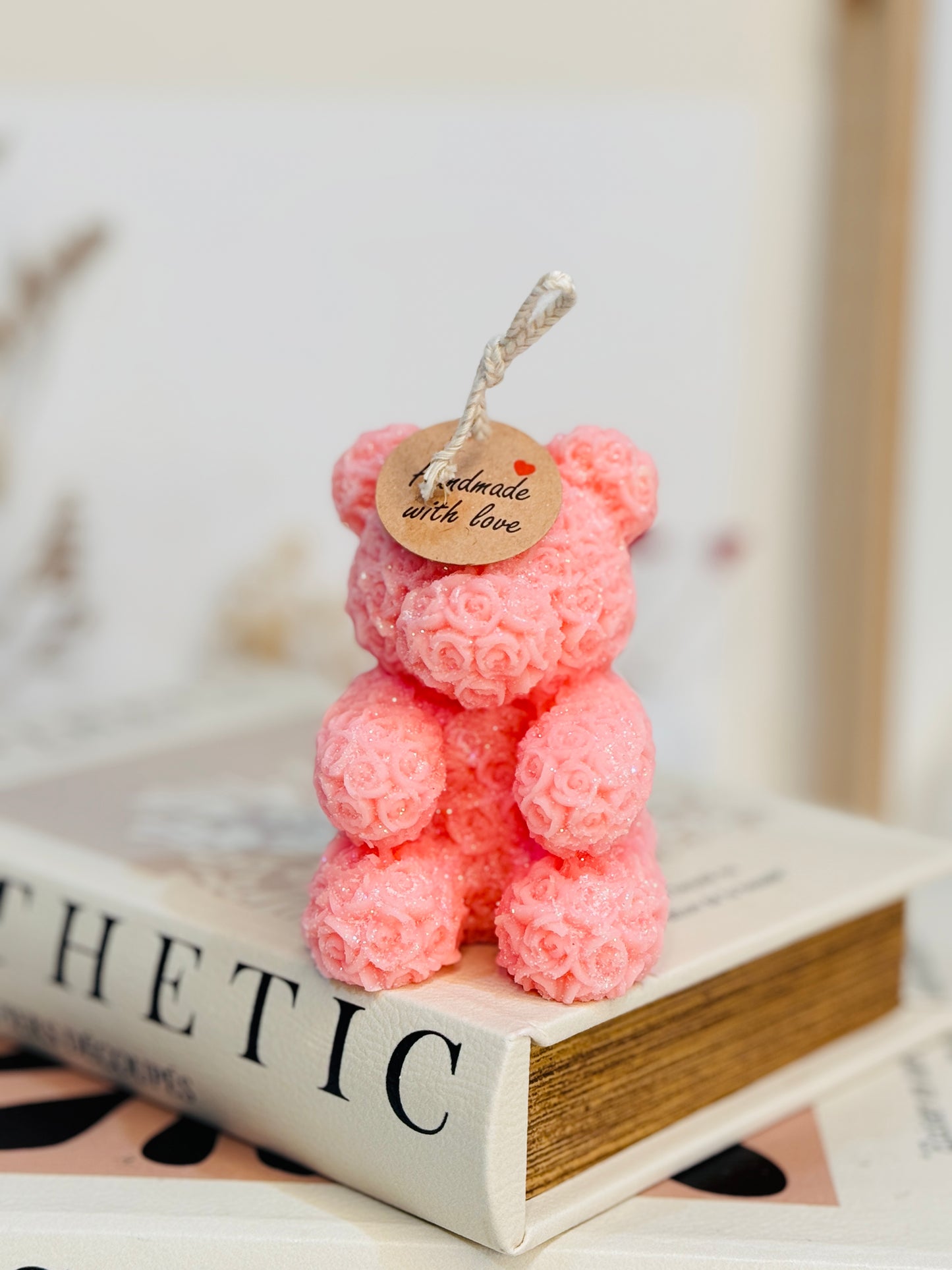 Handmade Flower Teddy Bear Scented Candle For Gifts | For Special Occassion small