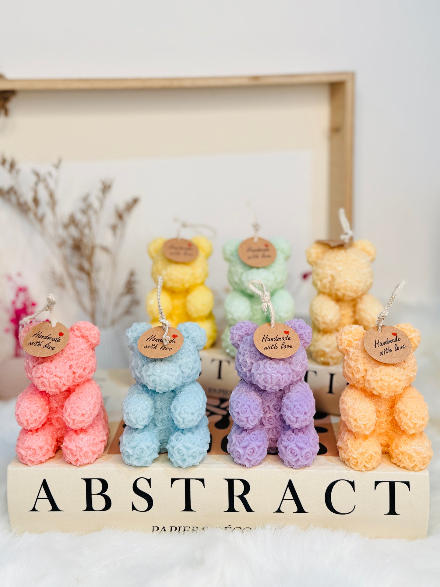Handmade Flower Teddy Bear Scented Candle For Gifts | For Special Occassion small