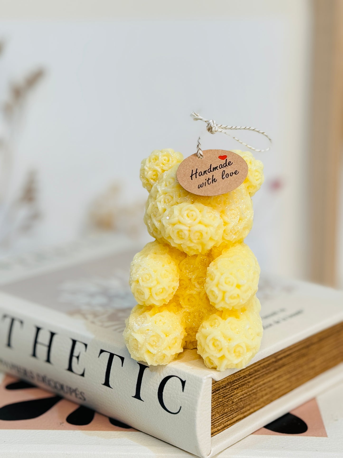 Handmade Flower Teddy Bear Scented Candle For Gifts | For Special Occassion small