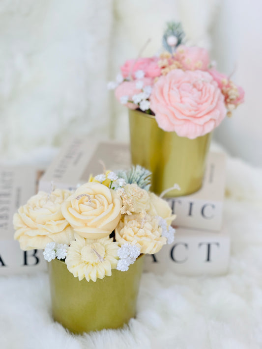 Candles Bouquet Scented with Gold Pot